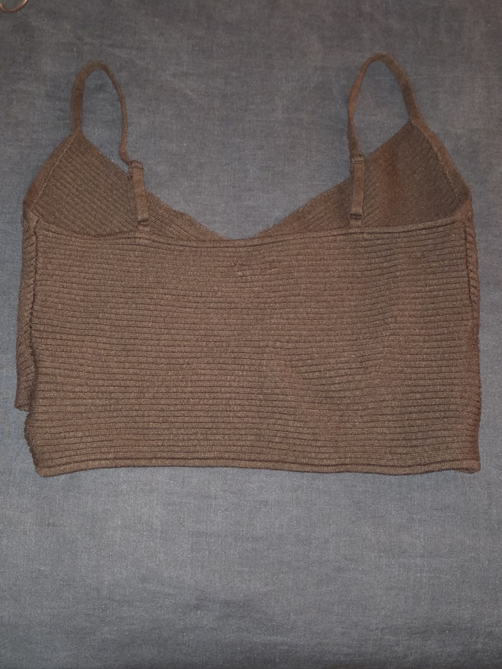 Brown Ribbed Knit Tank Top - Picture 2 of 3